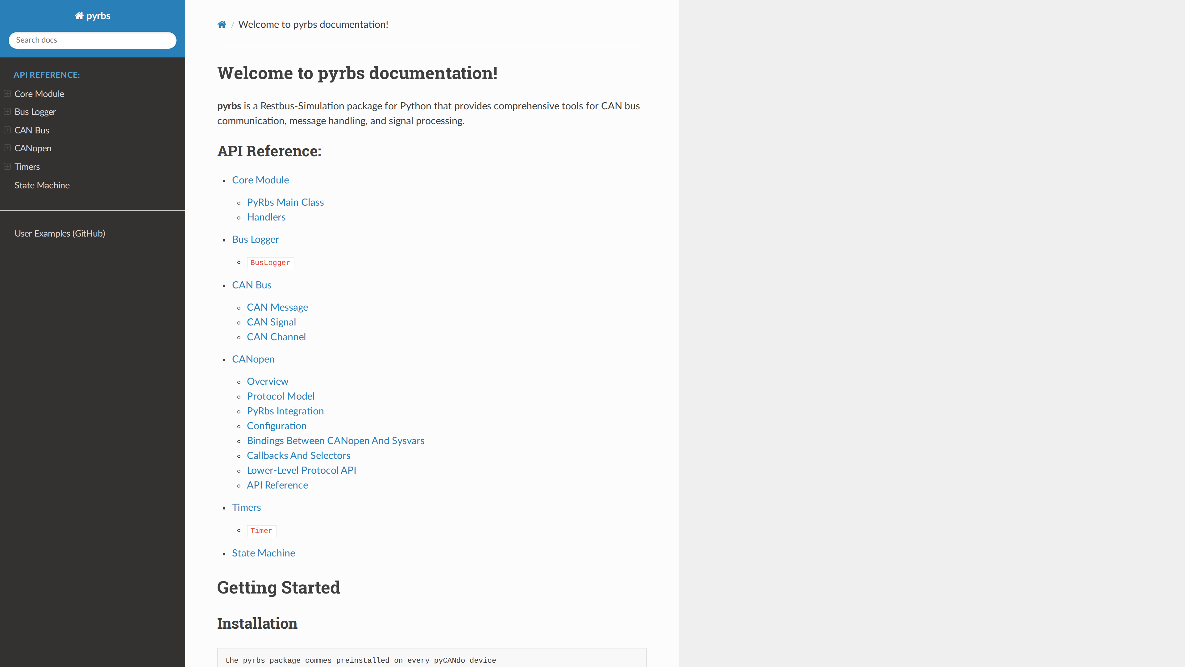 pyrbs documentation page